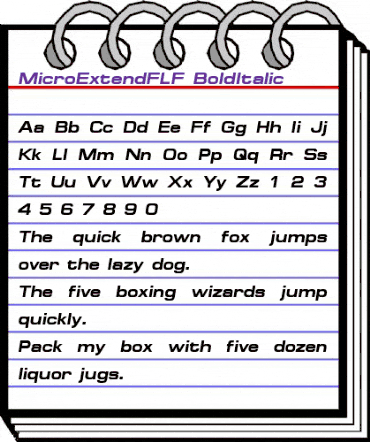 MicroExtendFLF-BoldItalic Regular animated font preview