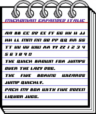 Micronian Expanded Italic Expanded Italic animated font preview Micronian Expanded Italic Expanded Italic animated font preview