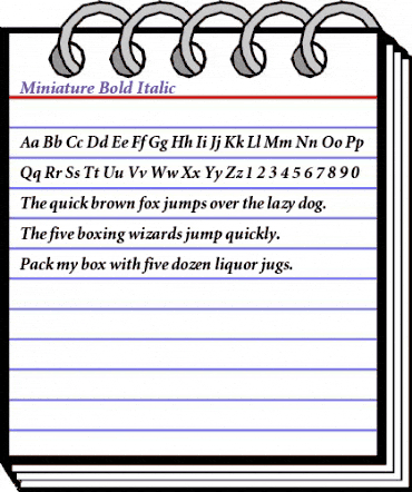 Miniature Bold Italic animated font preview Miniature Bold Italic animated font preview