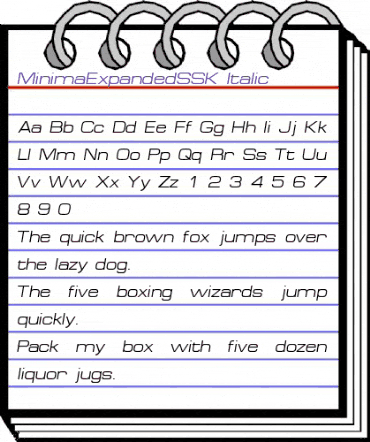 MinimaExpandedSSK Italic animated font preview MinimaExpandedSSK Italic animated font preview