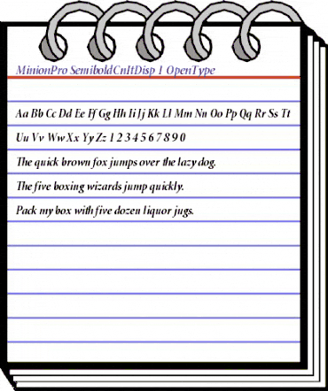Minion Pro Semibold Cond Italic Display animated font preview Minion Pro Semibold Cond Italic Display animated font preview