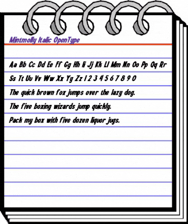 Mintmolly Italic Regular animated font preview