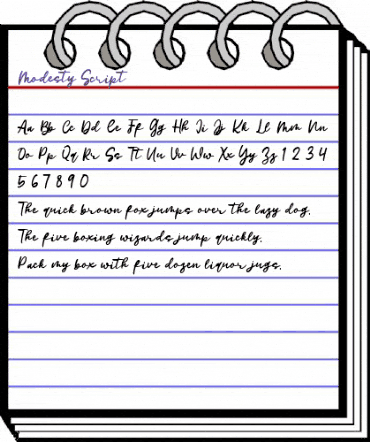 Modesty Script Regular animated font preview