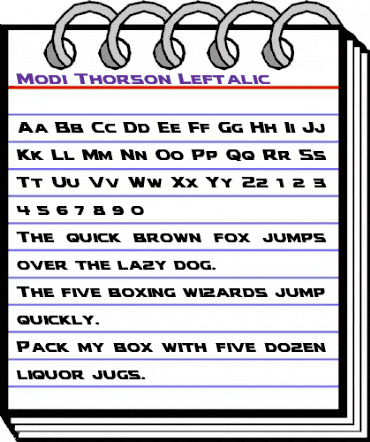 Modi Thorson Leftalic Italic animated font preview