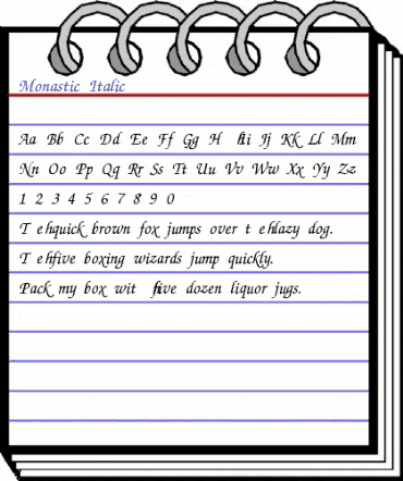 Monastic-Italic Regular animated font preview