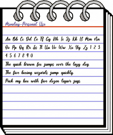 Monday-Personal Use Regular animated font preview