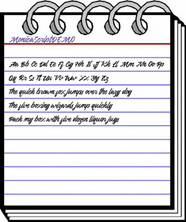 Monica Script DEMO Regular animated font preview