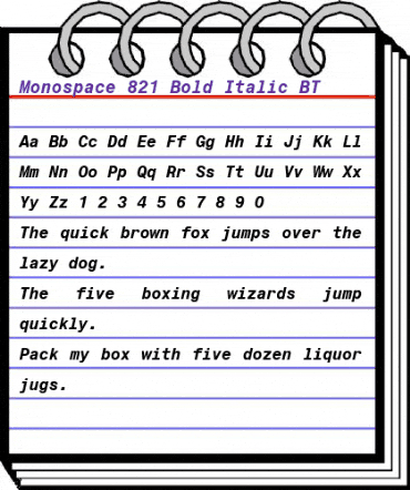 Monospac821 BT Bold Italic animated font preview Monospac821 BT Bold Italic animated font preview