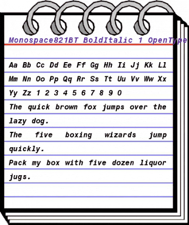 Monospace 821 Bold Italic animated font preview