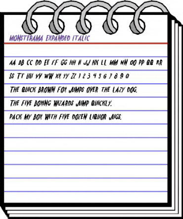 Monsterama Expanded Italic Expanded Italic animated font preview