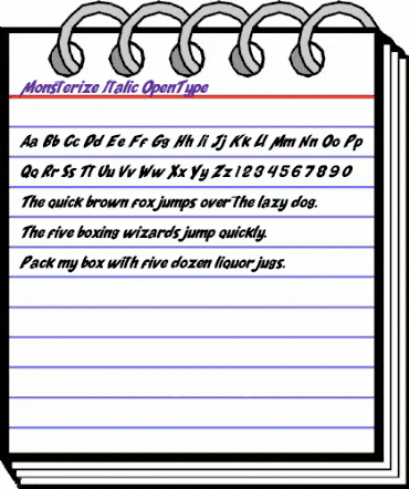 Monsterize Italic Regular animated font preview