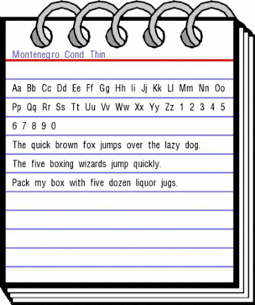 Montenegro-Cond Thin Regular animated font preview