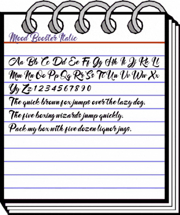 Mood Booster Italic Regular animated font preview