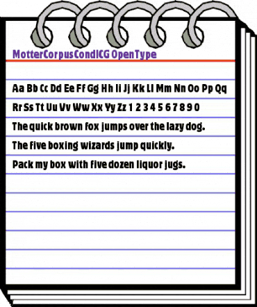MotterCorpusCondICG Regular animated font preview MotterCorpusCondICG Regular animated font preview
