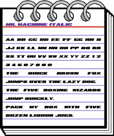 Mr. Machine Italic animated font preview