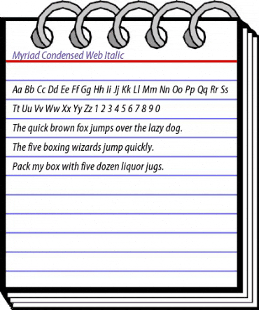 Myriad Condensed Web Italic animated font preview