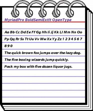 Myriad Pro Bold SemiExtended Italic animated font preview Myriad Pro Bold SemiExtended Italic animated font preview