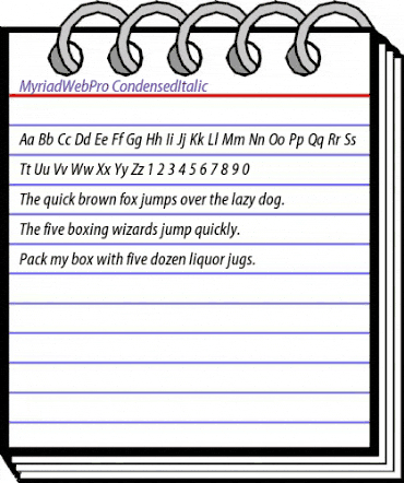 Myriad Web Pro Condensed Italic animated font preview