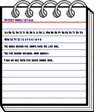 Mystery Mobile Leftalic Italic animated font preview Mystery Mobile Leftalic Italic animated font preview
