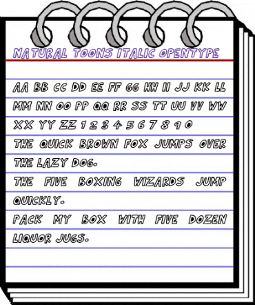 Natural Toons Italic animated font preview Natural Toons Italic animated font preview