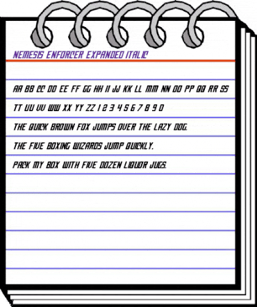 Nemesis Enforcer Expanded Italic Expanded Italic animated font preview