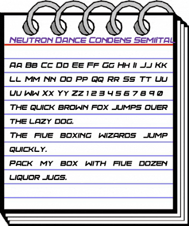 Neutron Dance Condens SemiItal Regular animated font preview