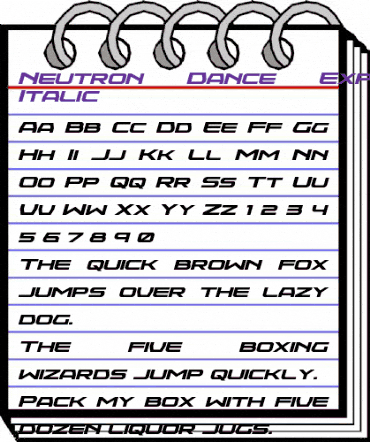 Neutron Dance Expanded Italic Regular animated font preview