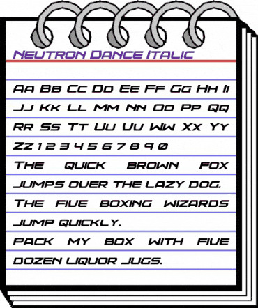 Neutron Dance Italic Regular animated font preview