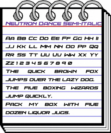 Neutron Dance Semi-Italic Regular animated font preview