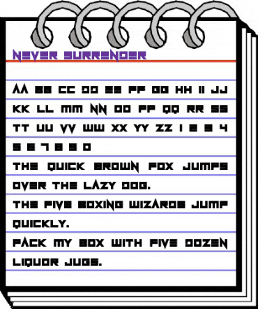 Never Surrender Regular animated font preview