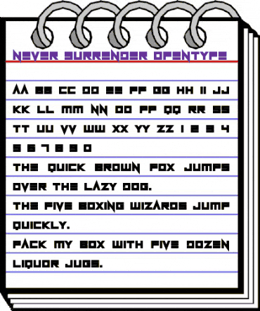Never Surrender Regular animated font preview