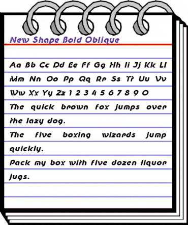 New Shape Bold Oblique animated font preview