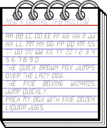 New X Digital tfb Hollow Regular animated font preview