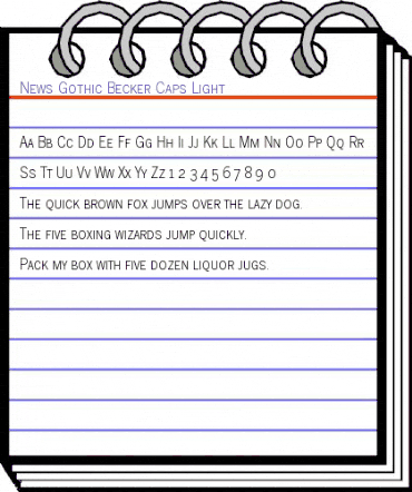 News Gothic Becker Caps Light Regular animated font preview