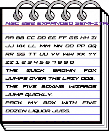 NGC 292 Expanded Semi-Italic Regular animated font preview