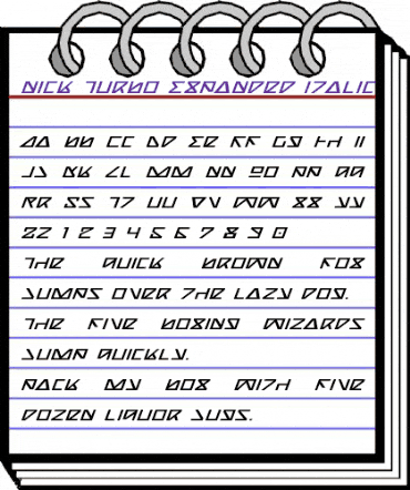 Nick Turbo Expanded Italic Expanded Italic animated font preview