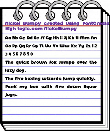 Nickel Bumpy created using FontCreator 6.5 from High-Logic.comNickelBumpy Regular animated font preview