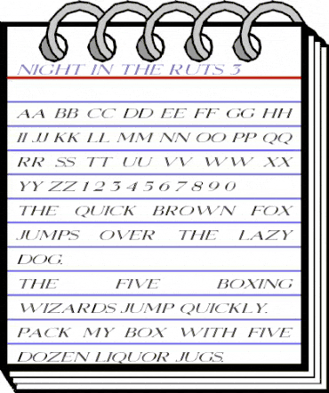 Night In The Ruts 3 Italic animated font preview
