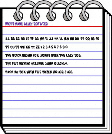 Nightmare Alley Rotated Regular animated font preview