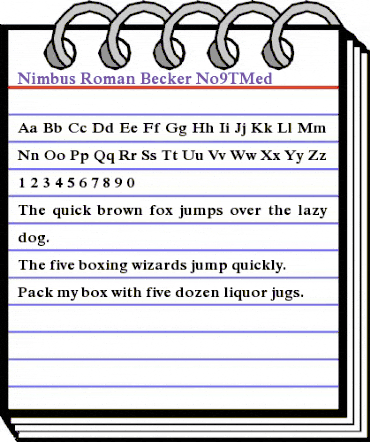 Nimbus Roman Becker No9TMed Regular animated font preview