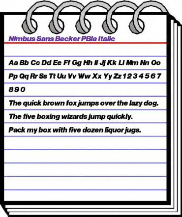 Nimbus Sans Becker PBla Italic animated font preview Nimbus Sans Becker PBla Italic animated font preview