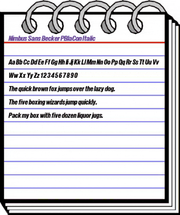 Nimbus Sans Becker PBlaCon Italic animated font preview Nimbus Sans Becker PBlaCon Italic animated font preview