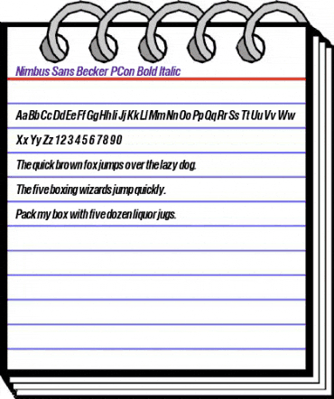 Nimbus Sans Becker PCon Bold Italic animated font preview