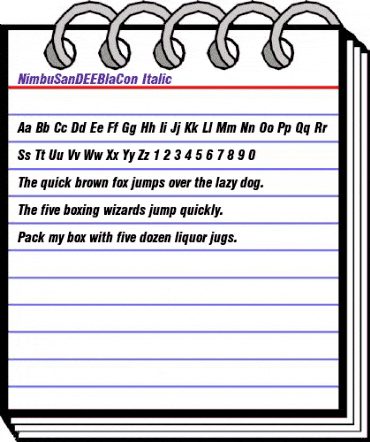 NimbuSanDEEBlaCon Italic animated font preview NimbuSanDEEBlaCon Italic animated font preview