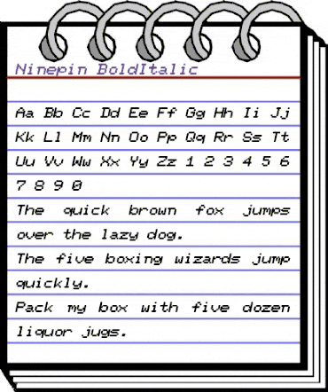 Ninepin BoldItalic animated font preview Ninepin BoldItalic animated font preview