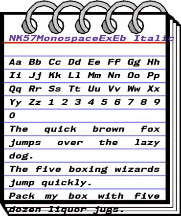 NK57 Monospace Expanded ExtraBold Italic animated font preview
