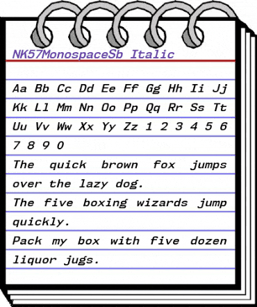 NK57 Monospace SemiBold Italic animated font preview