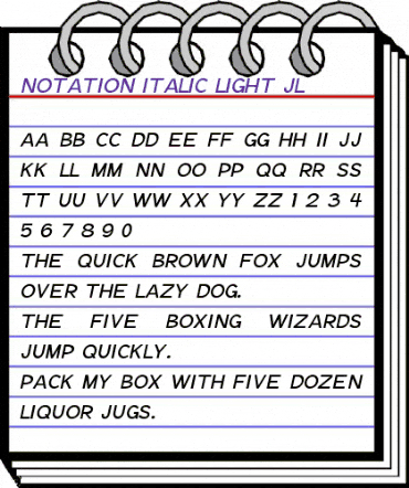 Notation Italic Light JL Regular animated font preview Notation Italic Light JL Regular animated font preview