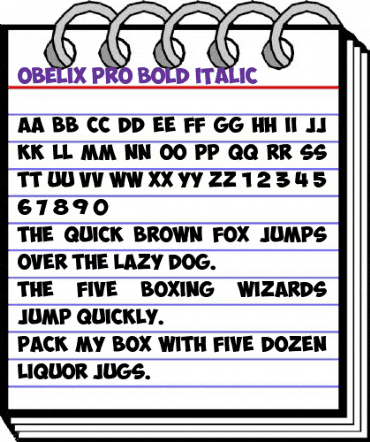 ObelixPro Bold Italic animated font preview