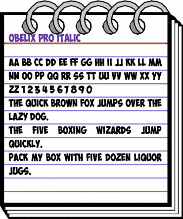 ObelixPro Italic animated font preview